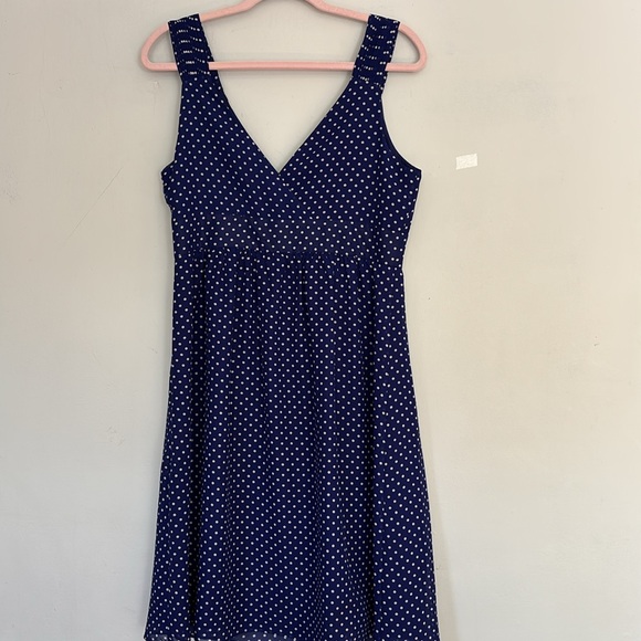 GAP Blue and White Sleeveless V-Neck Midi Sundress - Picture 5 of 10